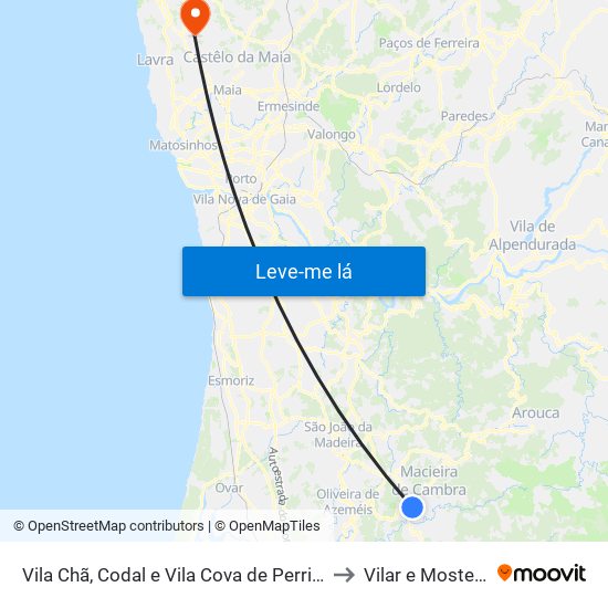 Vila Chã, Codal e Vila Cova de Perrinho to Vilar e Mosteiró map