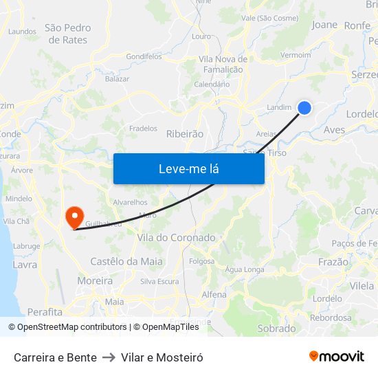 Carreira e Bente to Vilar e Mosteiró map