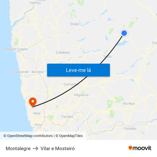 Montalegre to Vilar e Mosteiró map
