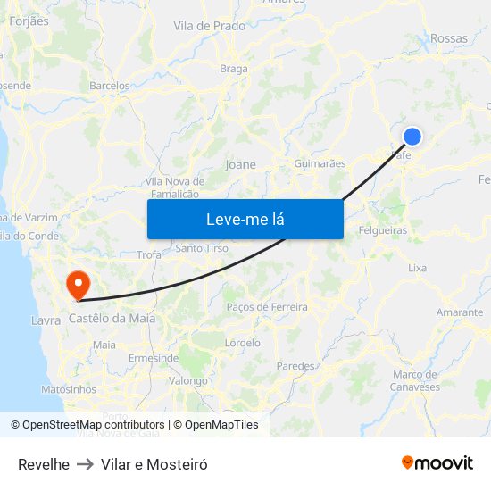 Revelhe to Vilar e Mosteiró map