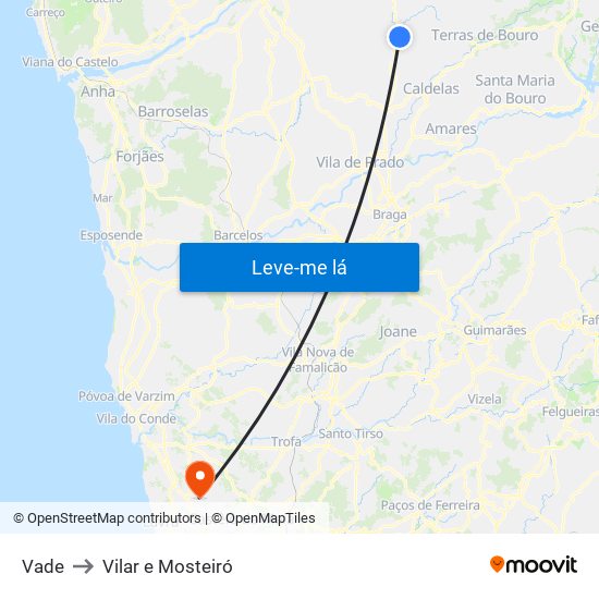 Vade to Vilar e Mosteiró map