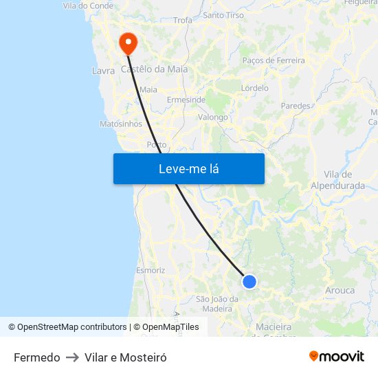 Fermedo to Vilar e Mosteiró map