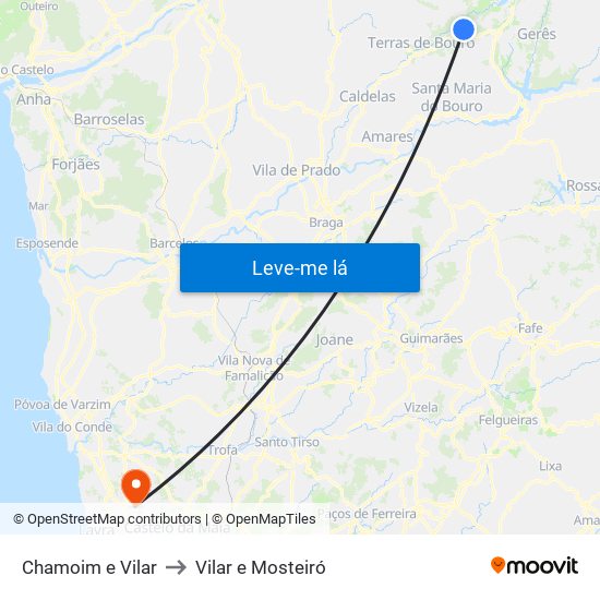 Chamoim e Vilar to Vilar e Mosteiró map