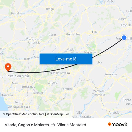 Veade, Gagos e Molares to Vilar e Mosteiró map