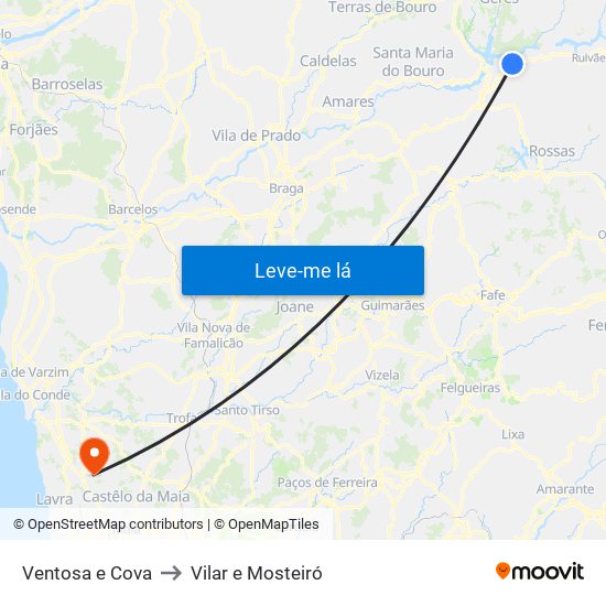 Ventosa e Cova to Vilar e Mosteiró map
