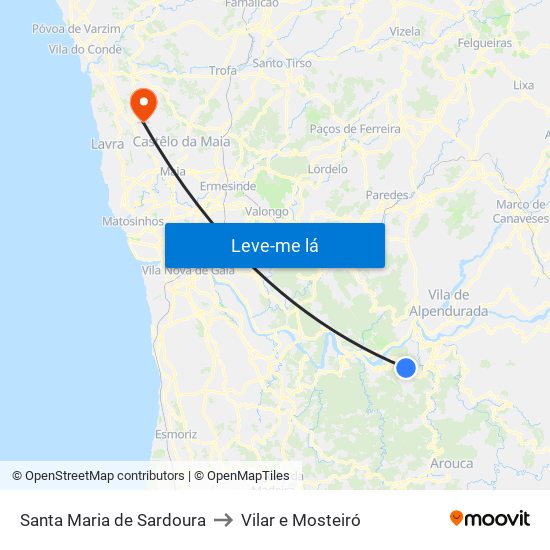 Santa Maria de Sardoura to Vilar e Mosteiró map