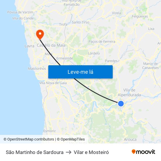 São Martinho de Sardoura to Vilar e Mosteiró map