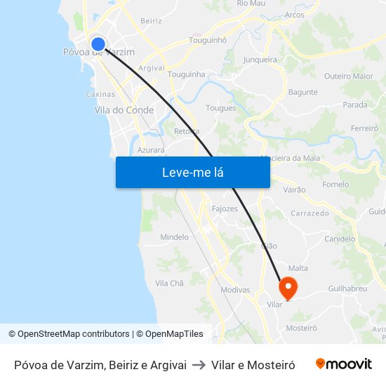 Póvoa de Varzim, Beiriz e Argivai to Vilar e Mosteiró map