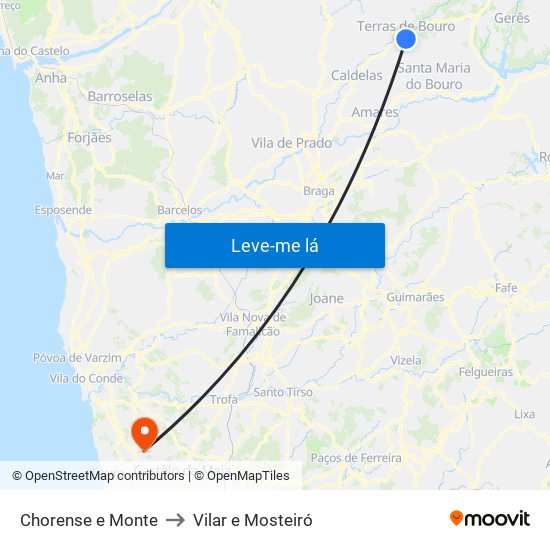 Chorense e Monte to Vilar e Mosteiró map