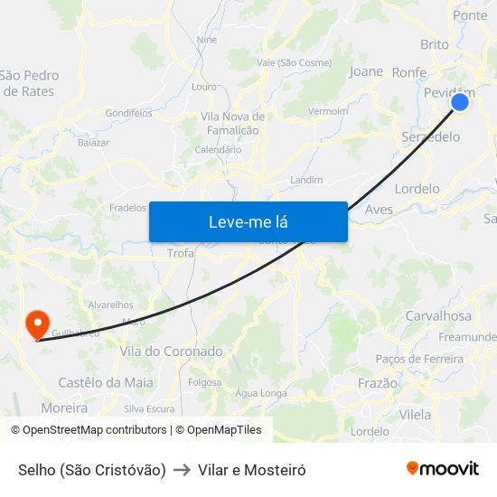 Selho (São Cristóvão) to Vilar e Mosteiró map