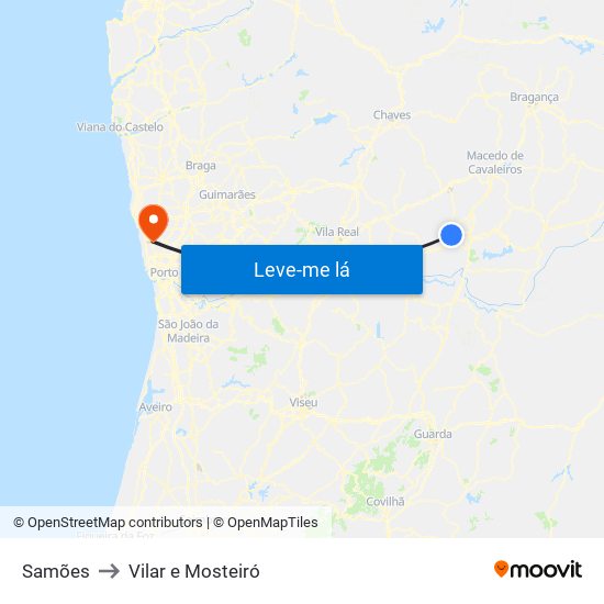 Samões to Vilar e Mosteiró map