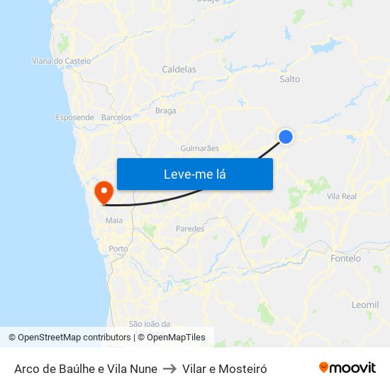 Arco de Baúlhe e Vila Nune to Vilar e Mosteiró map