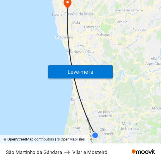 São Martinho da Gândara to Vilar e Mosteiró map