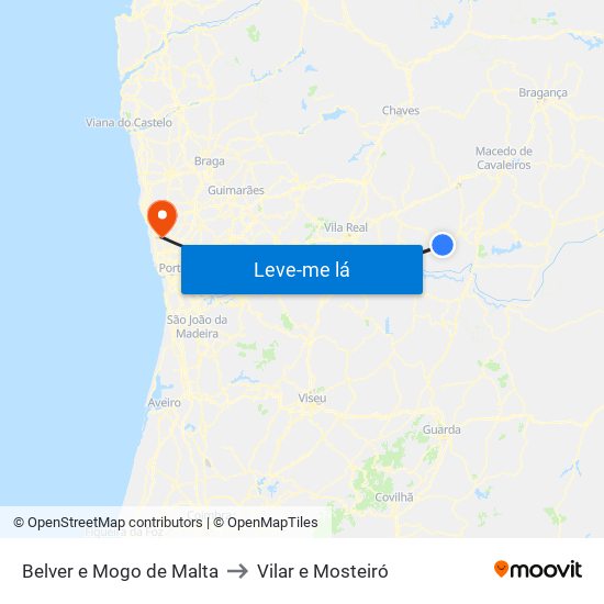 Belver e Mogo de Malta to Vilar e Mosteiró map