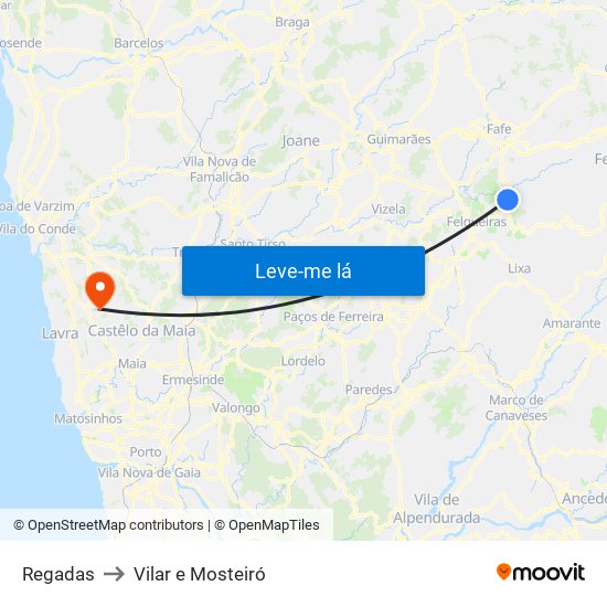 Regadas to Vilar e Mosteiró map