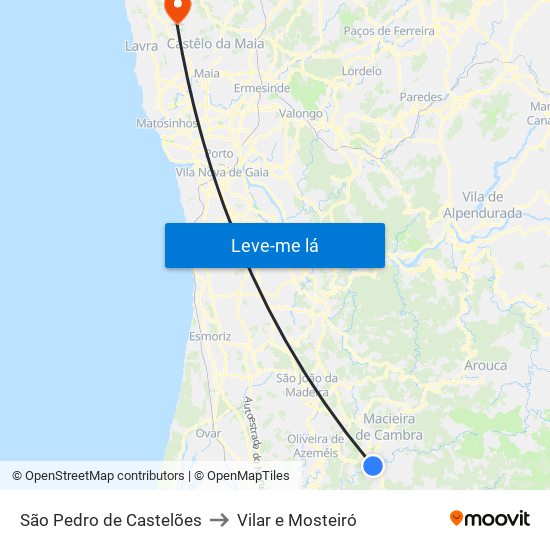 São Pedro de Castelões to Vilar e Mosteiró map