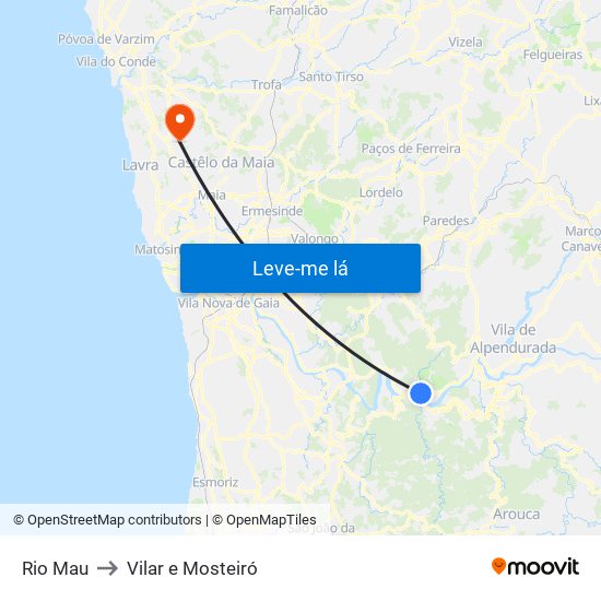 Rio Mau to Vilar e Mosteiró map