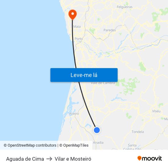 Aguada de Cima to Vilar e Mosteiró map