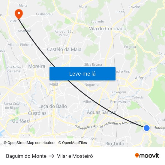 Baguim do Monte to Vilar e Mosteiró map