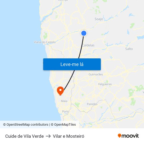 Cuide de Vila Verde to Vilar e Mosteiró map