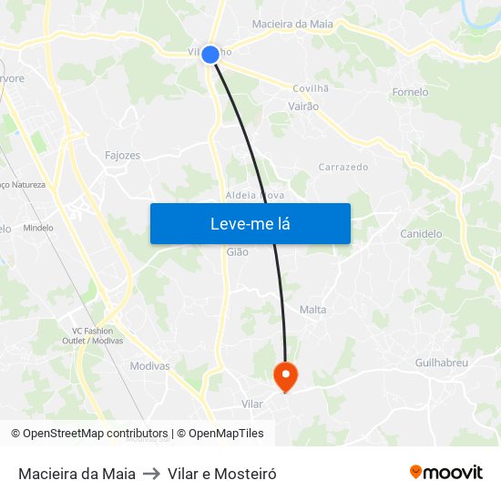 Macieira da Maia to Vilar e Mosteiró map