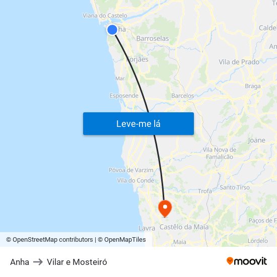 Anha to Vilar e Mosteiró map