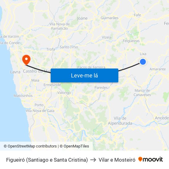 Figueiró (Santiago e Santa Cristina) to Vilar e Mosteiró map