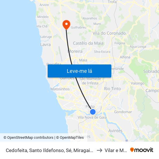 Cedofeita, Santo Ildefonso, Sé, Miragaia, São Nicolau e Vitória to Vilar e Mosteiró map