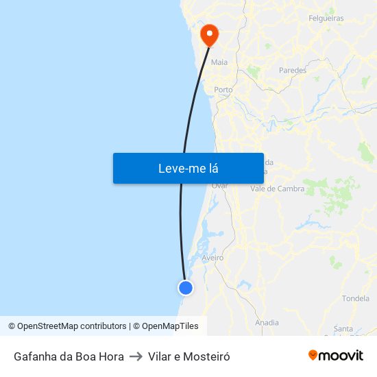 Gafanha da Boa Hora to Vilar e Mosteiró map