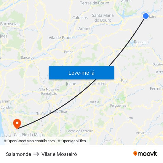 Salamonde to Vilar e Mosteiró map