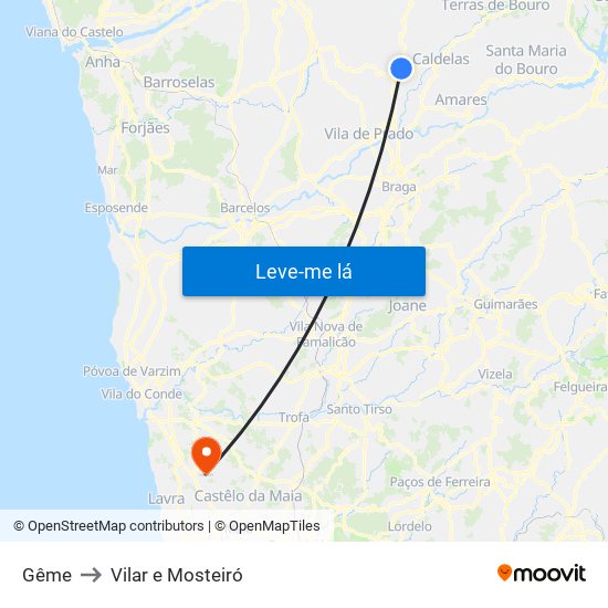 Gême to Vilar e Mosteiró map