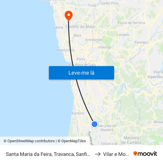 Santa Maria da Feira, Travanca, Sanfins e Espargo to Vilar e Mosteiró map
