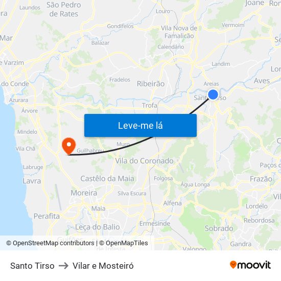 Santo Tirso to Vilar e Mosteiró map