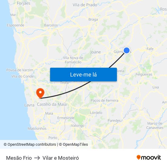 Mesão Frio to Vilar e Mosteiró map