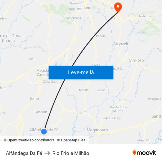 Alfândega Da Fé to Rio Frio e Milhão map