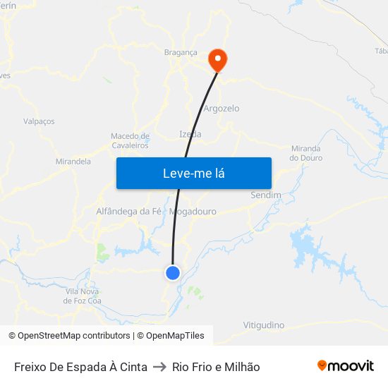 Freixo De Espada À Cinta to Rio Frio e Milhão map