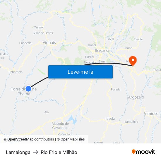 Lamalonga to Rio Frio e Milhão map