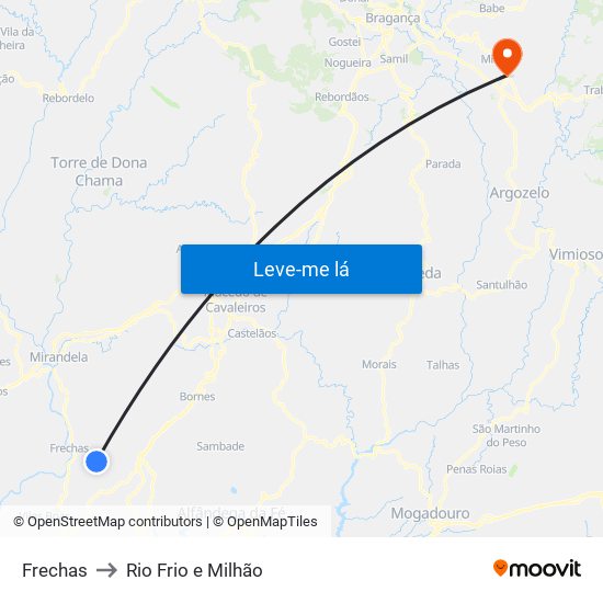 Frechas to Rio Frio e Milhão map