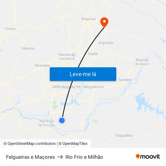 Felgueiras e Maçores to Rio Frio e Milhão map