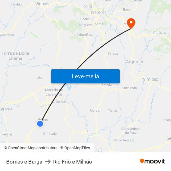 Bornes e Burga to Rio Frio e Milhão map