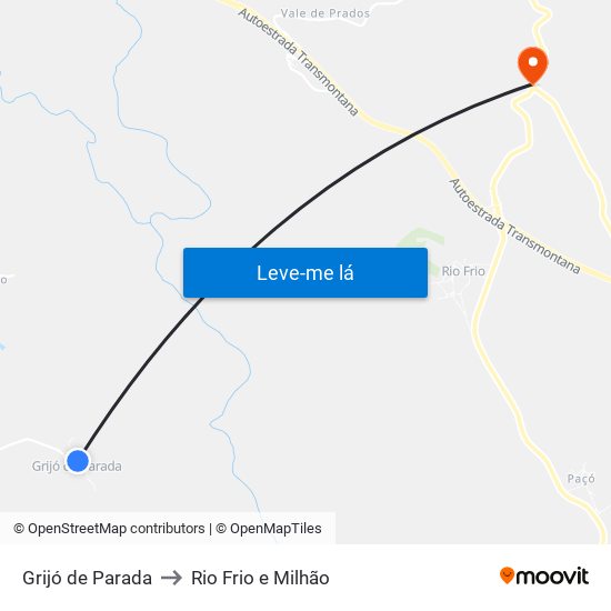 Grijó de Parada to Rio Frio e Milhão map