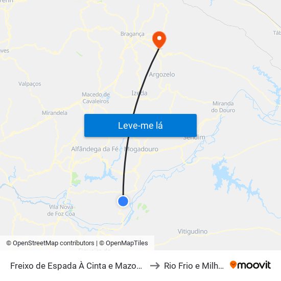 Freixo de Espada À Cinta e Mazouco to Rio Frio e Milhão map