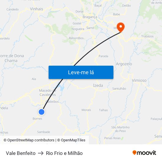 Vale Benfeito to Rio Frio e Milhão map