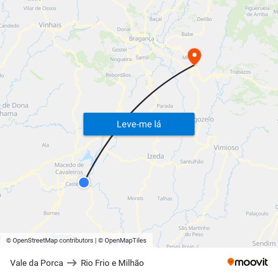 Vale da Porca to Rio Frio e Milhão map