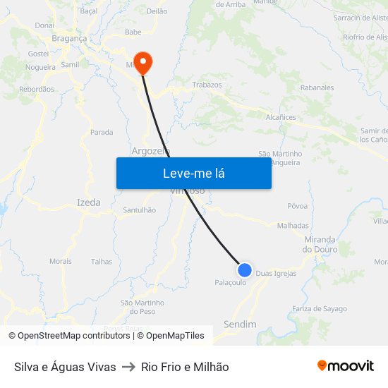 Silva e Águas Vivas to Rio Frio e Milhão map