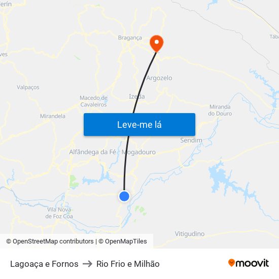 Lagoaça e Fornos to Rio Frio e Milhão map