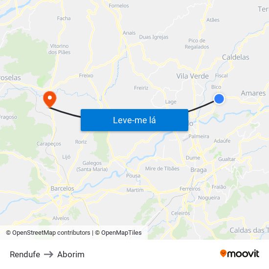 Rendufe to Aborim map