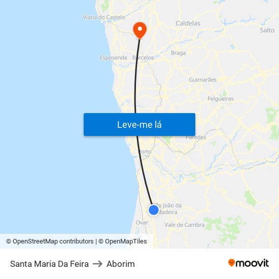 Santa Maria Da Feira to Aborim map