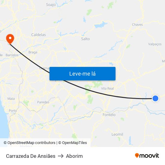 Carrazeda De Ansiães to Aborim map