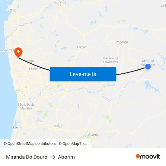 Miranda Do Douro to Aborim map